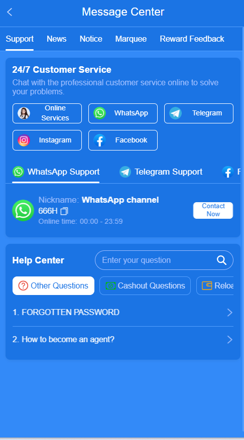 666H support and help centre